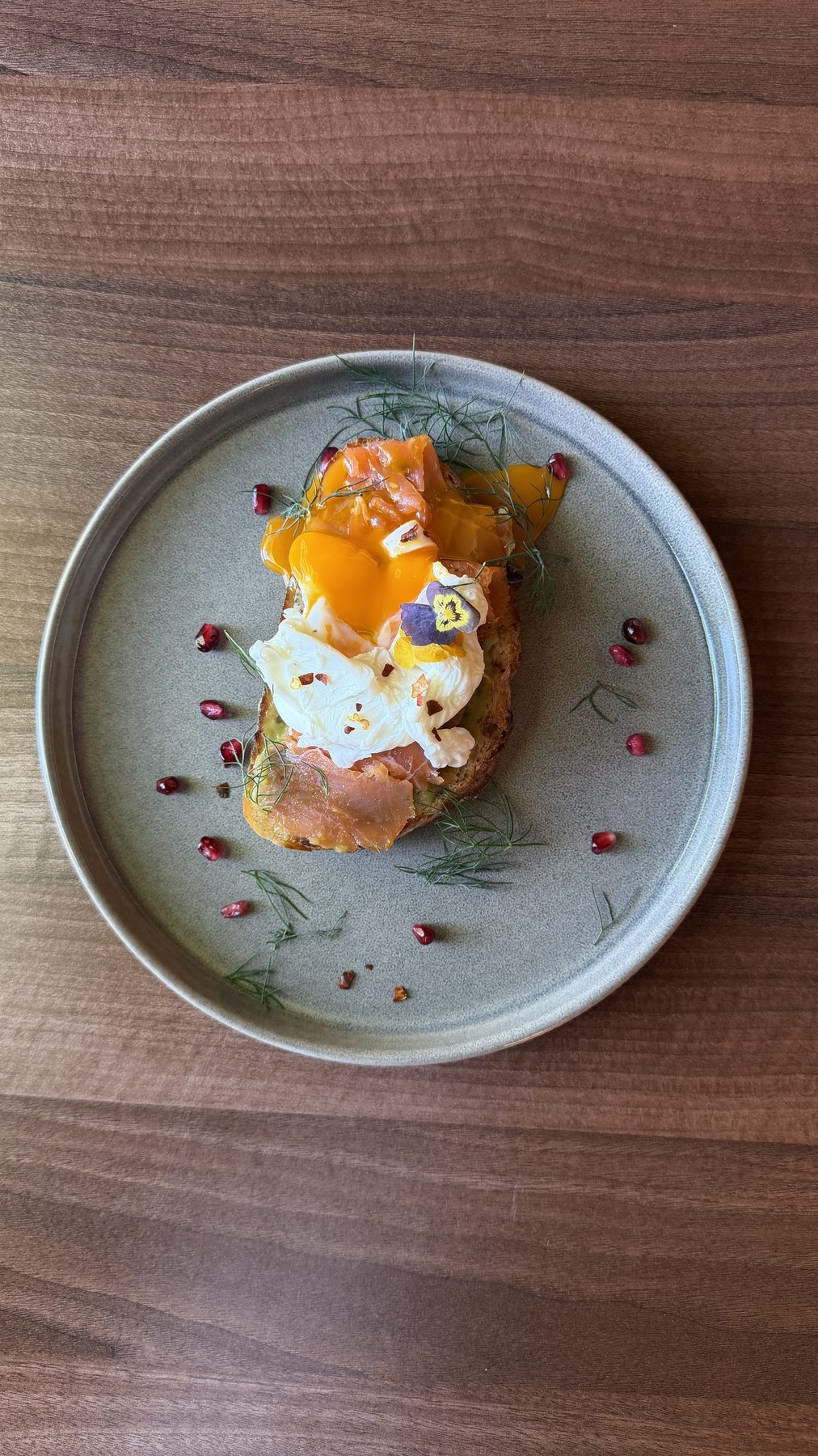 Egg Royale — poached eggs and smoked salmon on sourdough with hollandaise