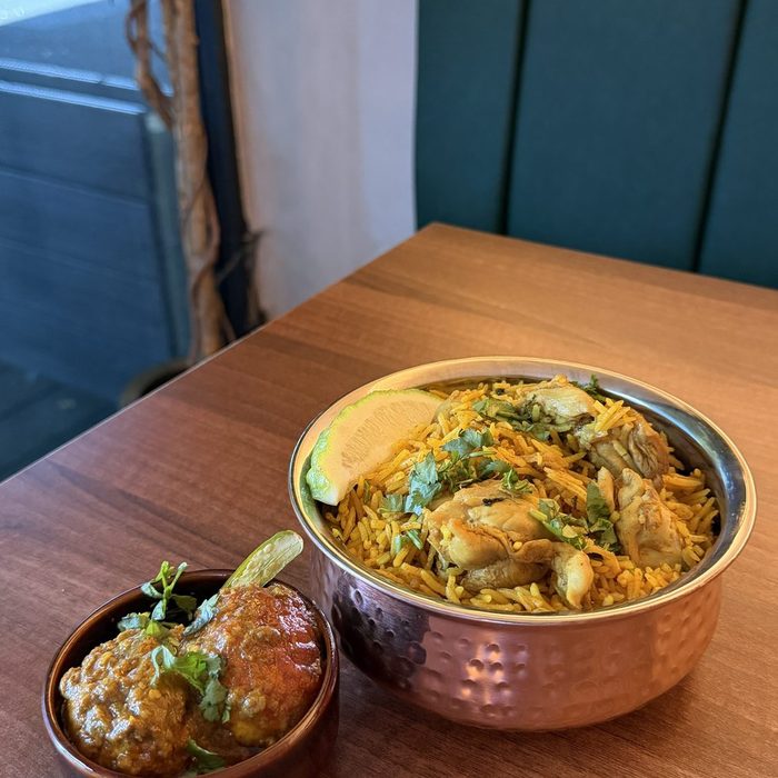 Akhni Fulab biryani at Chaya Cafe