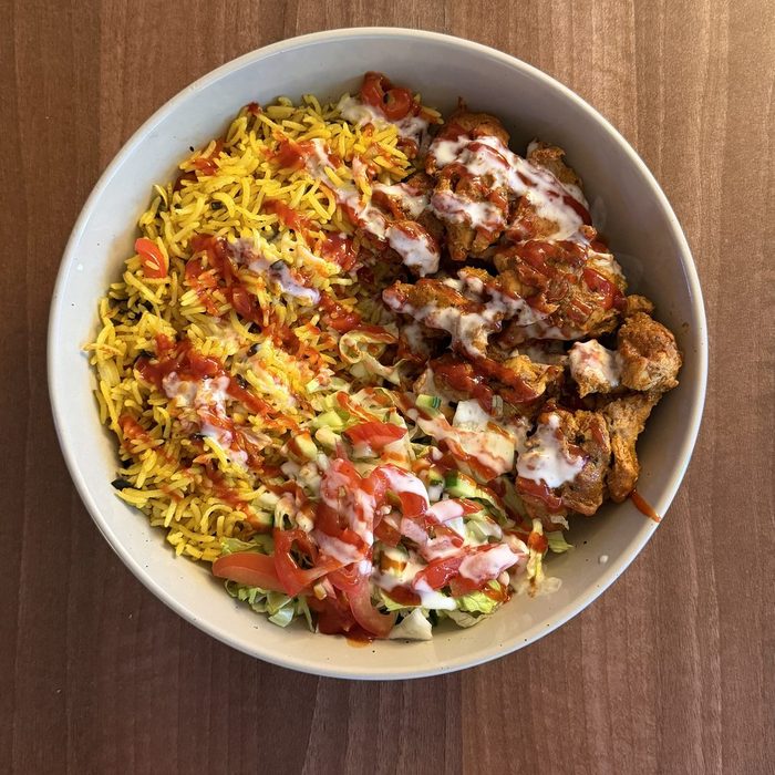 NYC Chicken over Rice bowl at Chaya Cafe